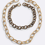 Collana a catena Duo Chains & Ropes in bronzo e oro nero, DILETTA