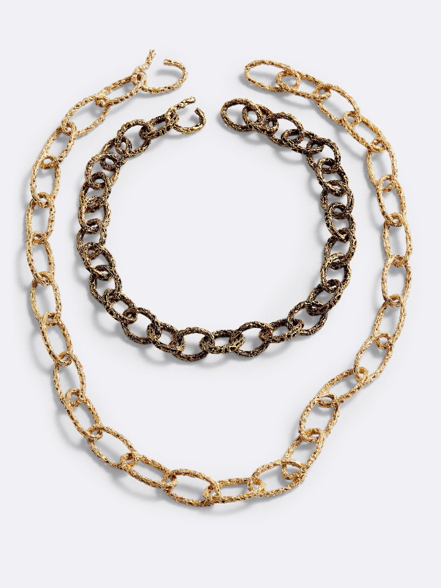 Collana a catena Duo Chains & Ropes in bronzo e oro nero, DILETTA